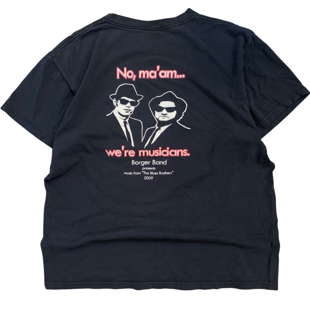 2009 Blues Brothers Borger Band Fruit of the Loom Graphic T-Shirt Black Mens L